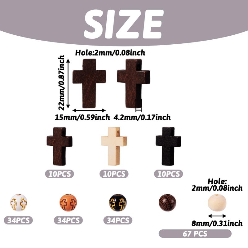 KISSITTY Rosary Making Kit Cross Rosary Beads 8mm Easter Round Wood Acrylic Cross Spacers Cross Pendant Beads for DIY Jewelry Making About 211pcs/box - Image 5